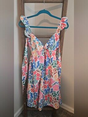 POPVIL Floral Sundress with Pastel Multi-Color Print - White Background